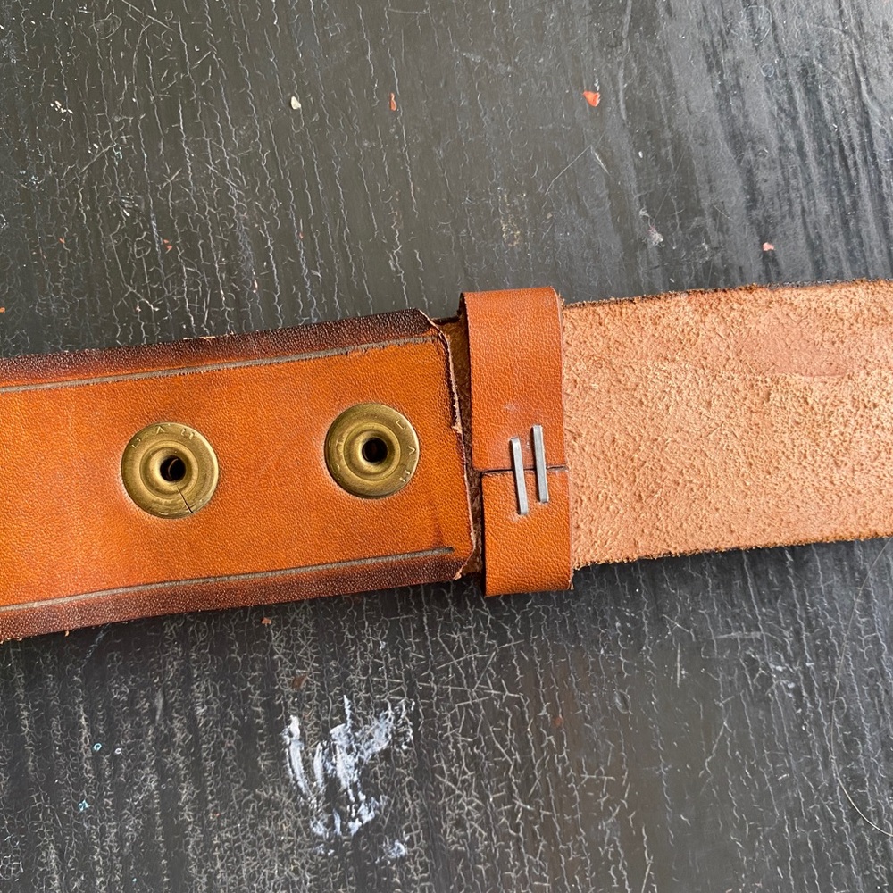 vintage leather tooled hand stamped belt - Picture 7 of 8